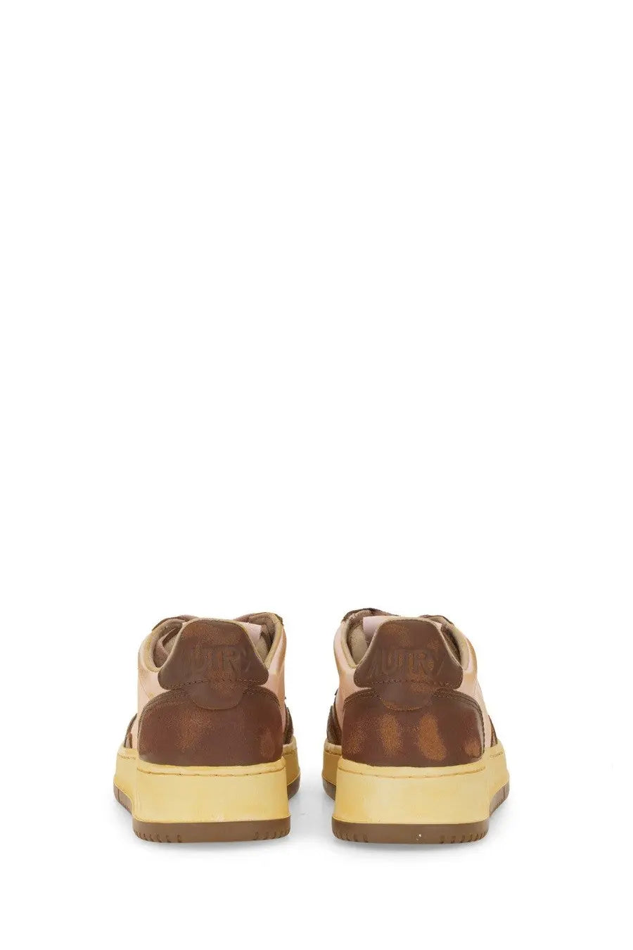 Autry women’s super vintage sneaker brown brown and beige suede sneakers with chunky yellow sole for casual wear