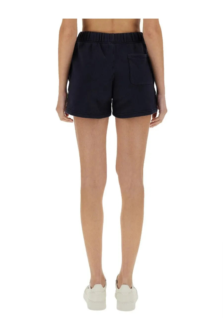Navy blue cotton AUTRY women’s sweatshirt shorts with elastic waistband and single front pocket