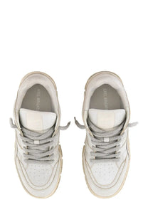Axel Arigato men’s area LO sneaker in white leather with gray laces and chunky sole featuring branded insole