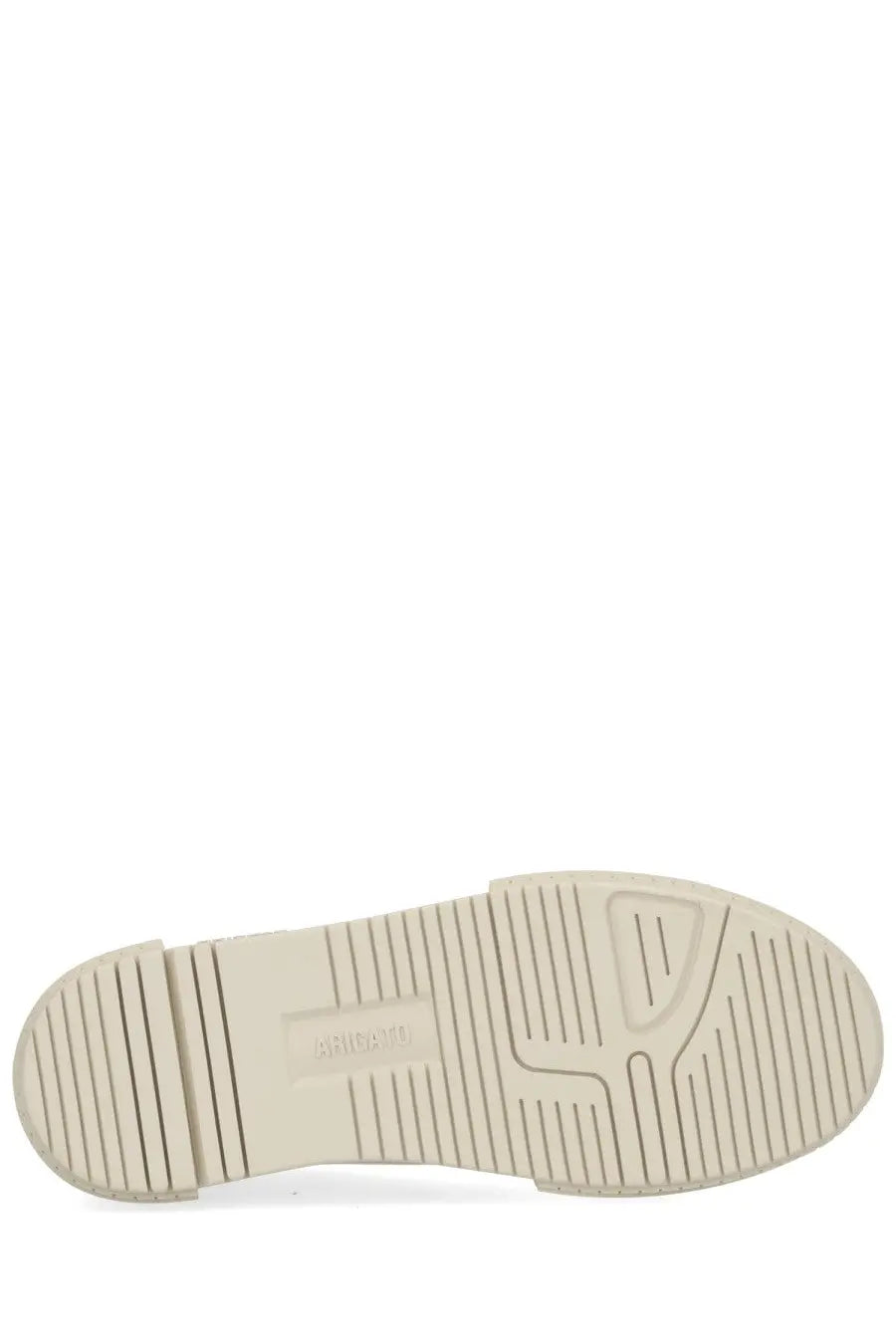 Beige rubber sole with textured tread and embossed logo on axel arigato men’s atlas sneaker white