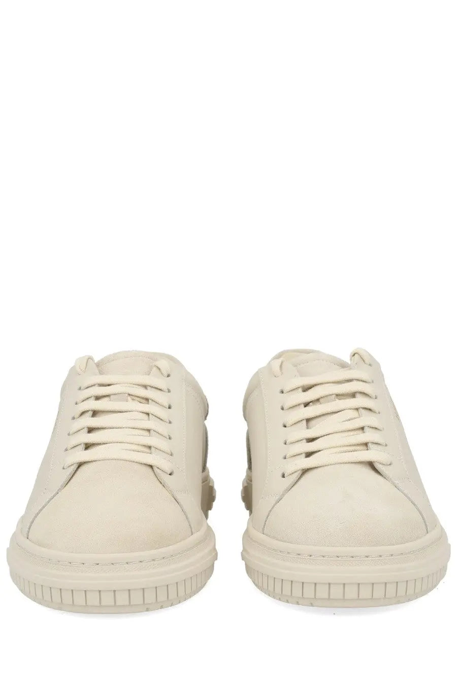 Axel arigato men’s atlas sneaker white cream-colored suede low-top sneaker with matching laces and textured sole