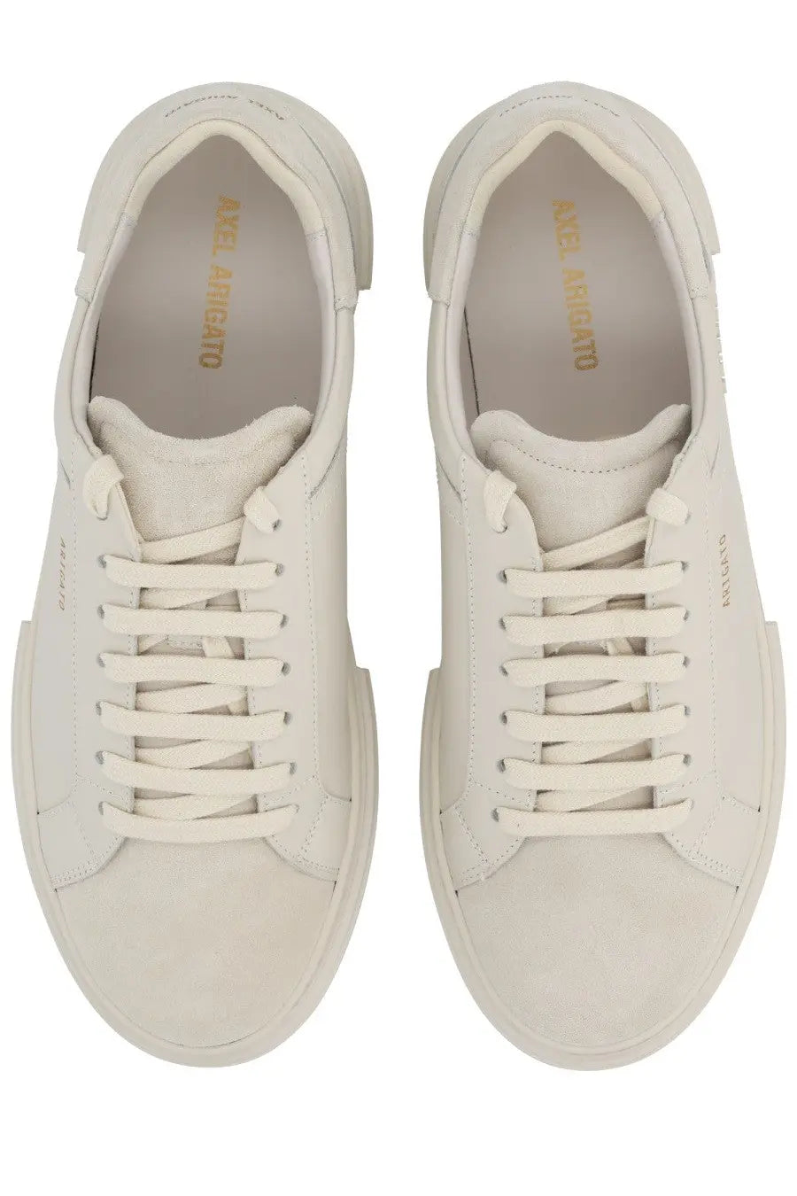 Axel Arigato men’s atlas sneaker white cream-colored suede with minimalist design and subtle insole branding