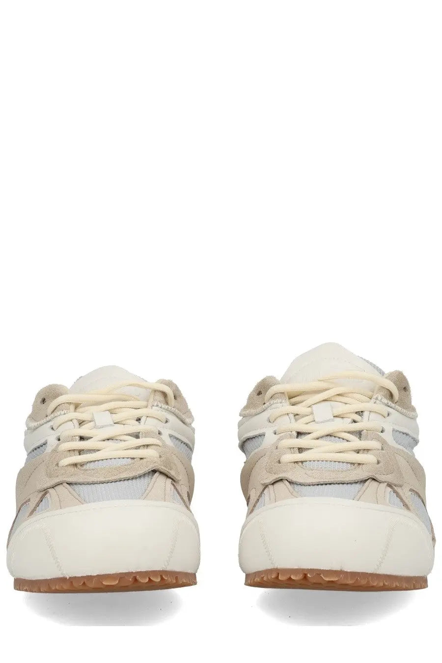 Axel arigato men’s slow runner sneaker white featuring beige and white suede and mesh with chunky sole