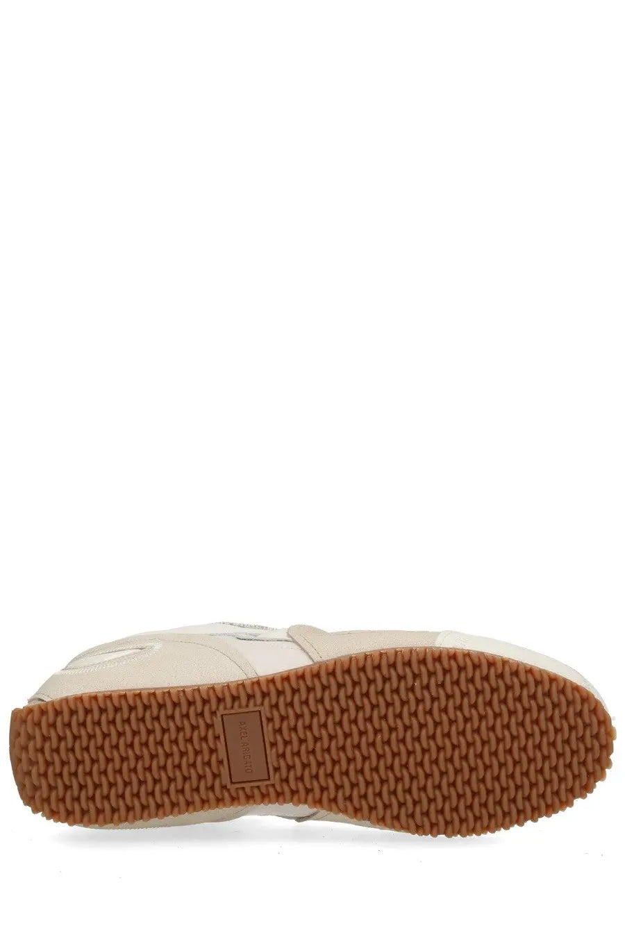 Axel Arigato men’s slow runner sneaker in cream leather with textured brown rubber sole for casual wear
