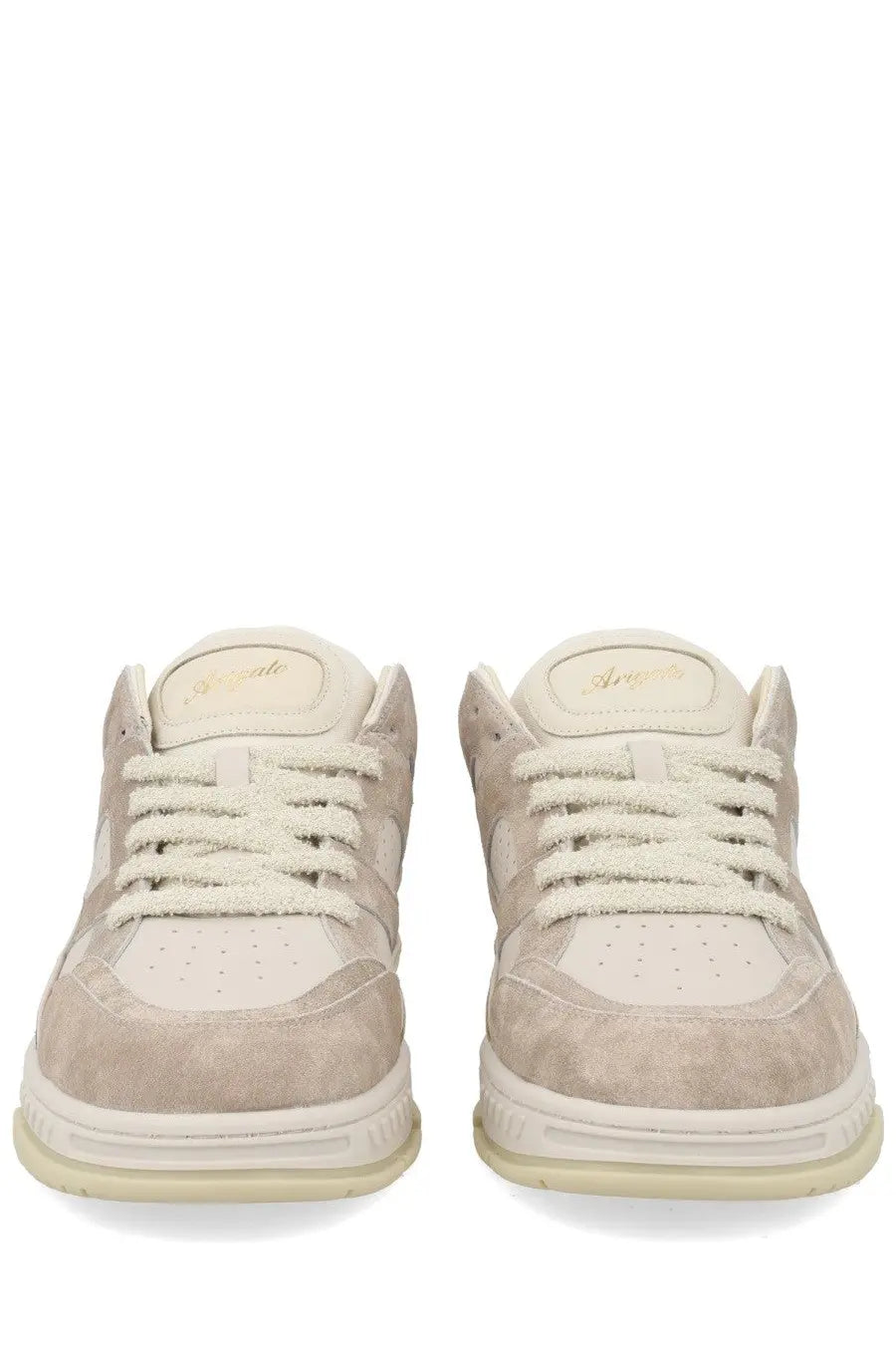 Axel Arigato men’s sneaker area beige low-top in beige suede and canvas with white laces and rubber sole