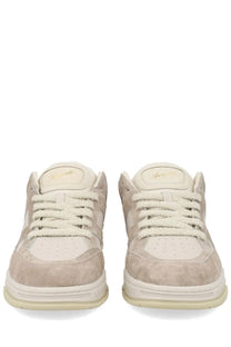 Axel Arigato men’s sneaker area beige low-top in beige suede and canvas with white laces and rubber sole