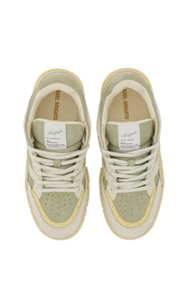 Axel Arigato men’s sneaker area green high-top sneakers in mint green and cream with perforated toe box and chunky sole