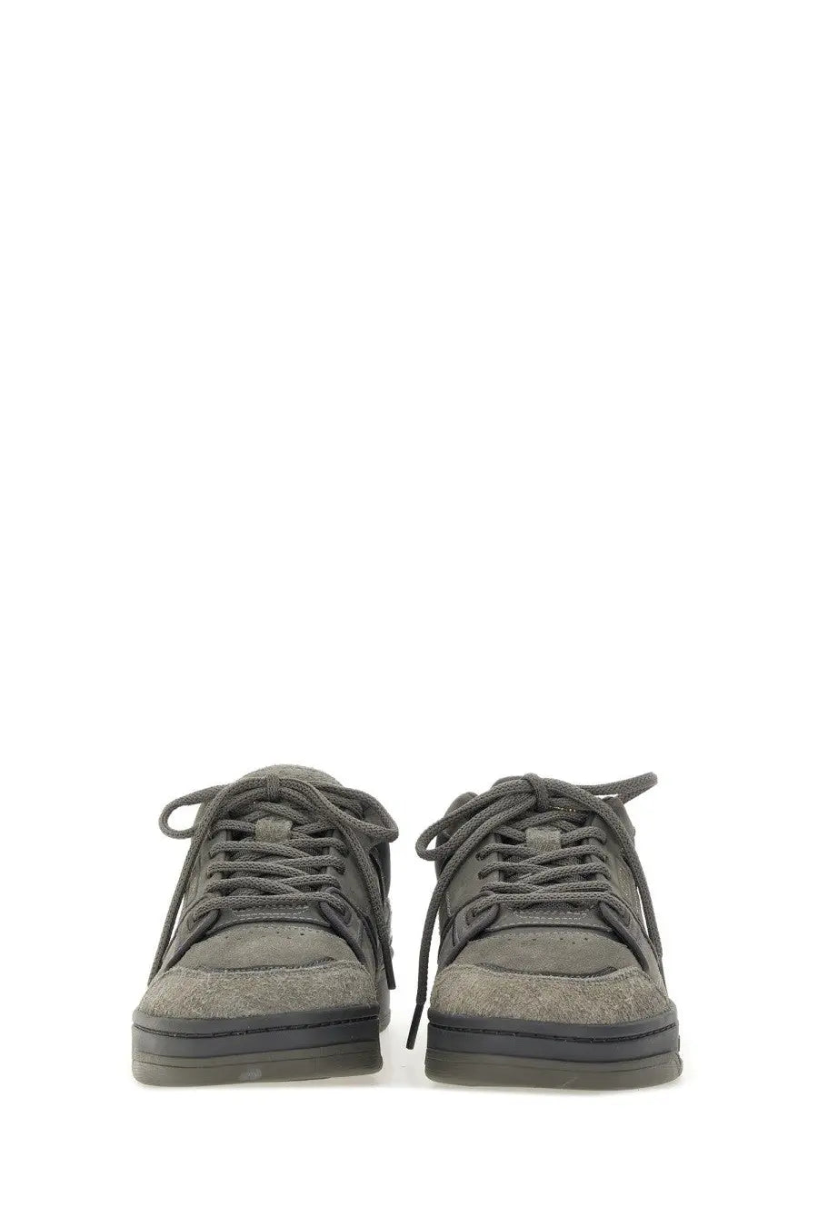 Axel Arigato men’s sneaker clay grey gray suede low-top with matching laces and dark rubber sole