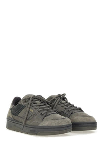 Axel Arigato men’s sneaker clay grey in olive green suede and canvas with black rubber soles and laces