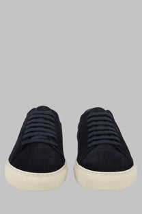 Axel arigato men’s sneaker clean in suede blue with navy suede low-top design and white rubber soles