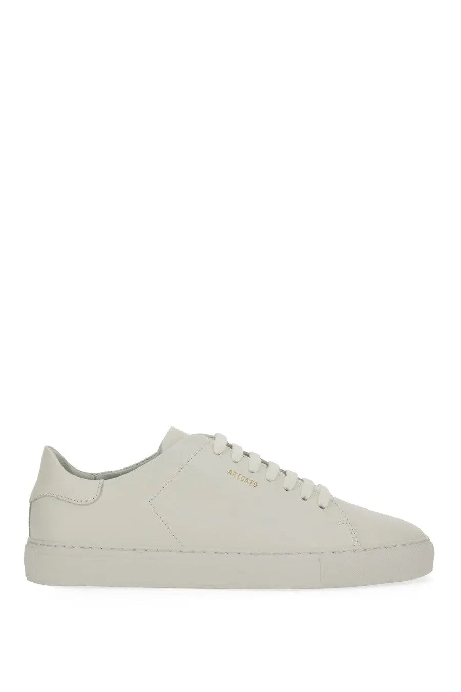 Axel Arigato men’s sneaker clean white cream-colored suede low-top with minimalist design and subtle stitching details