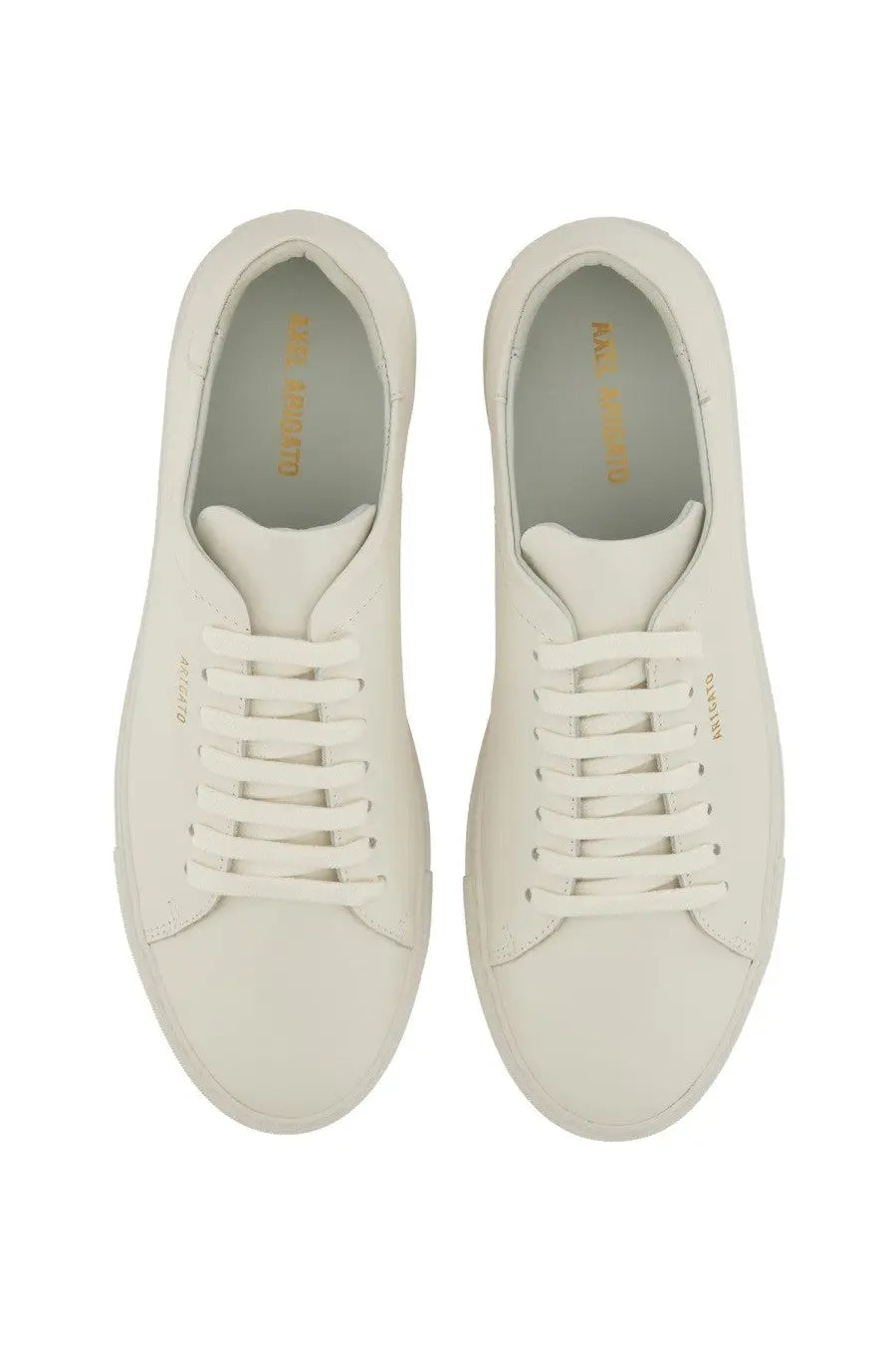 Axel Arigato men’s sneaker clean white white leather sneakers with minimalist design and subtle gold branding