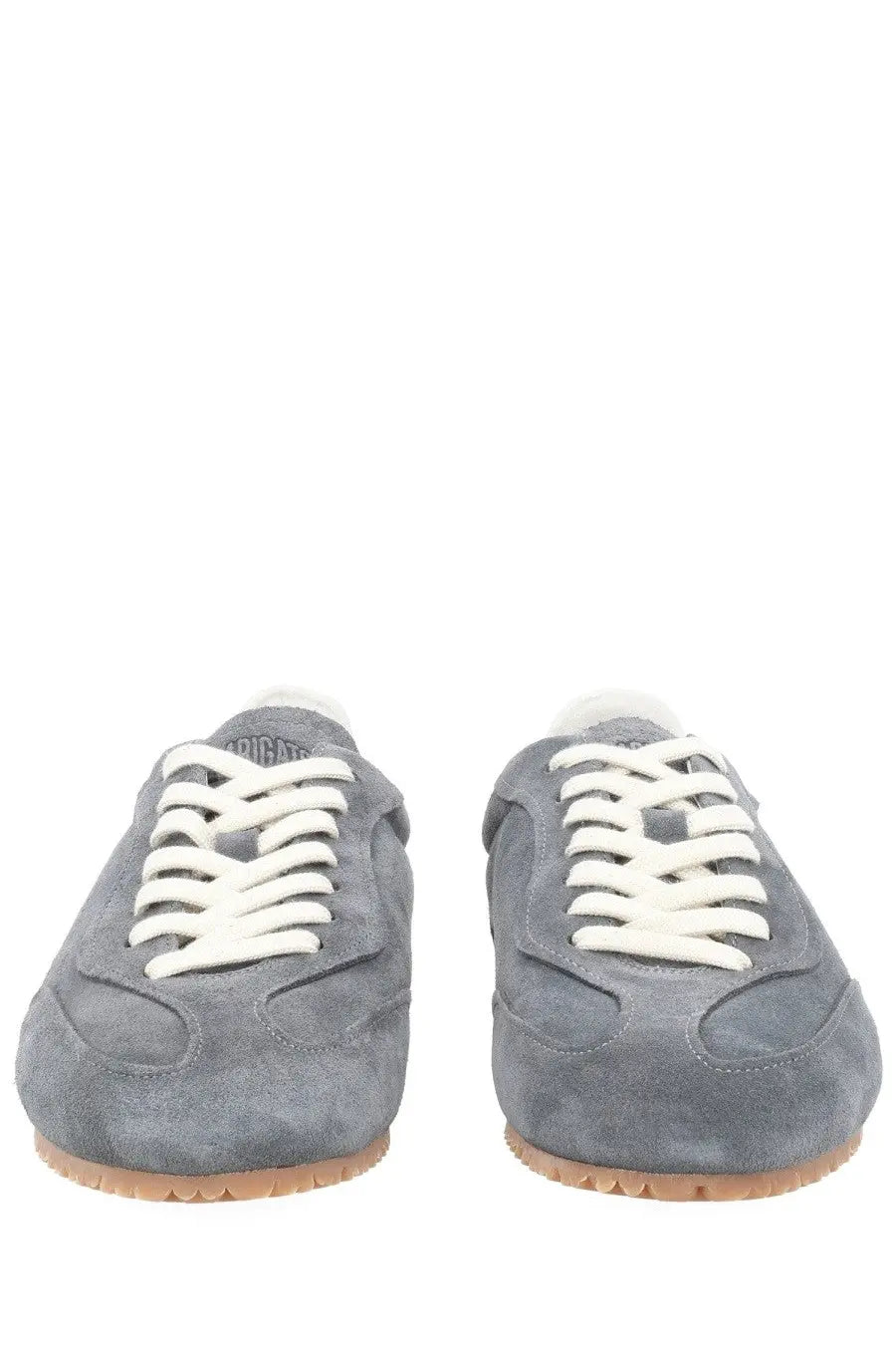 Axel Arigato men’s sneaker Daze Runner grey in gray suede with white laces and tan rubber sole