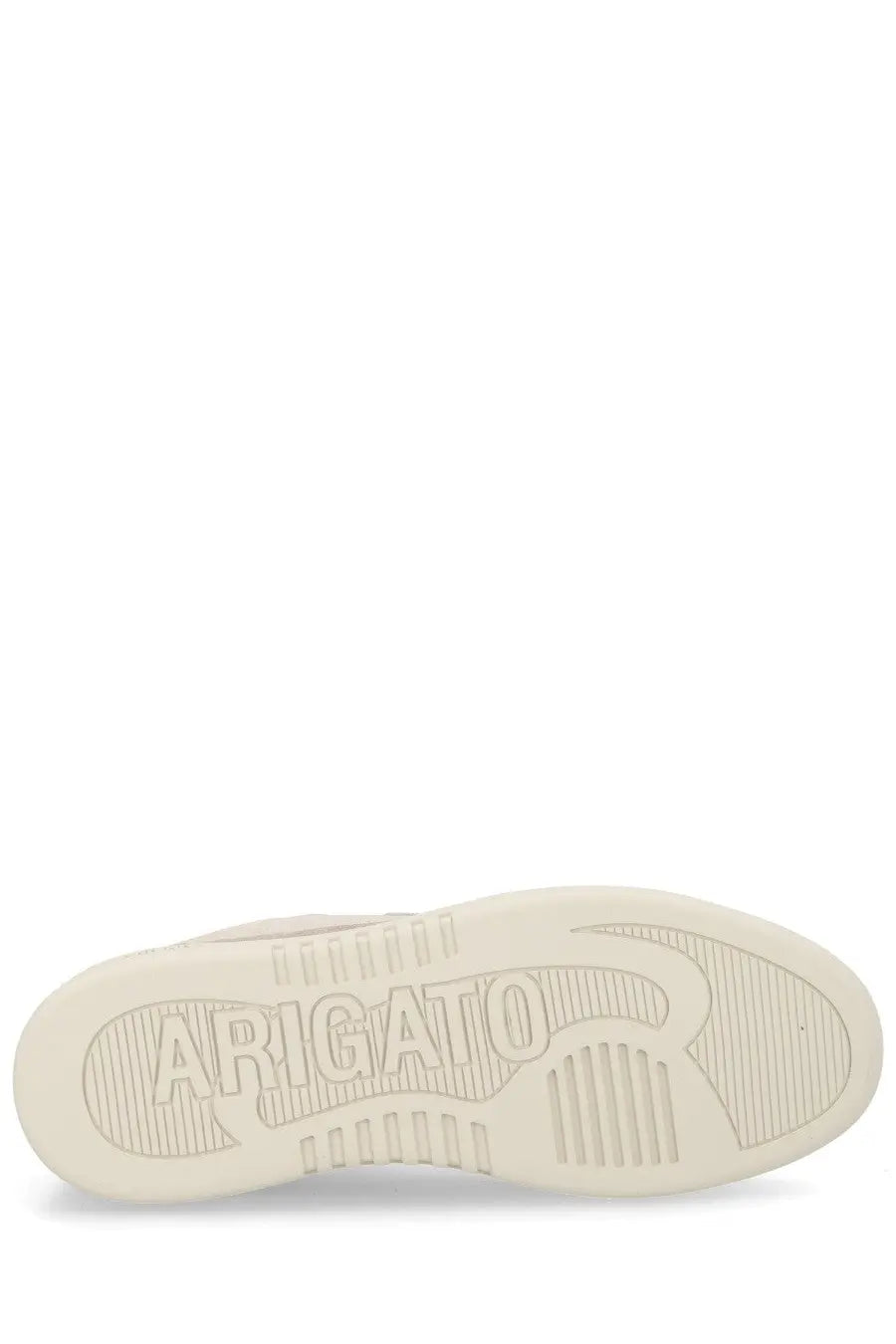Cream-colored rubber sole with embossed arigato branding and textured grip on axel arigato men’s sneaker dice beige