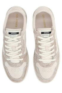 Axel arigato men’s sneaker dice beige featuring two-tone light gray suede and white leather with matching laces