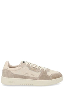Axel arigato men’s sneaker dice beige in beige suede and canvas low-top with white laces and cream rubber sole