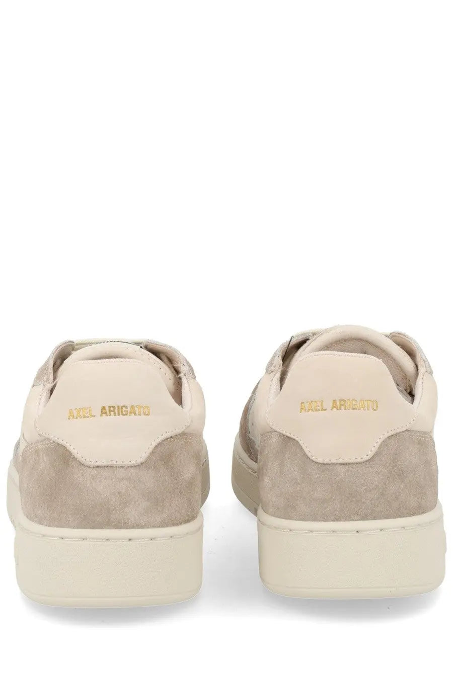 Axel arigato men sneaker dice beige low-top suede and leather sneakers with gold embroidered branding