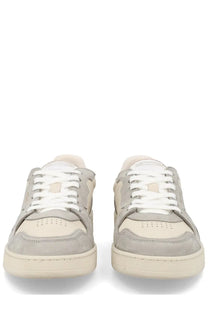 Axel Arigato men’s sneaker Dice Grey in gray and beige suede with white laces and chunky off-white rubber sole
