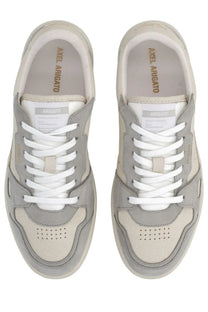 Axel Arigato men’s sneaker dice grey low-top gray suede and canvas sneakers with white laces and minimalist design
