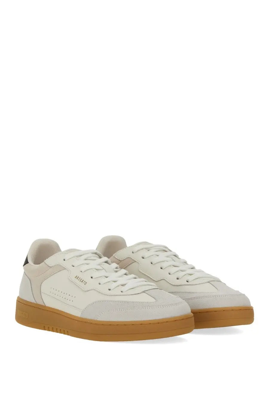 Axel arigato men’s sneaker dice white cream-colored suede and canvas sneakers with gum rubber sole