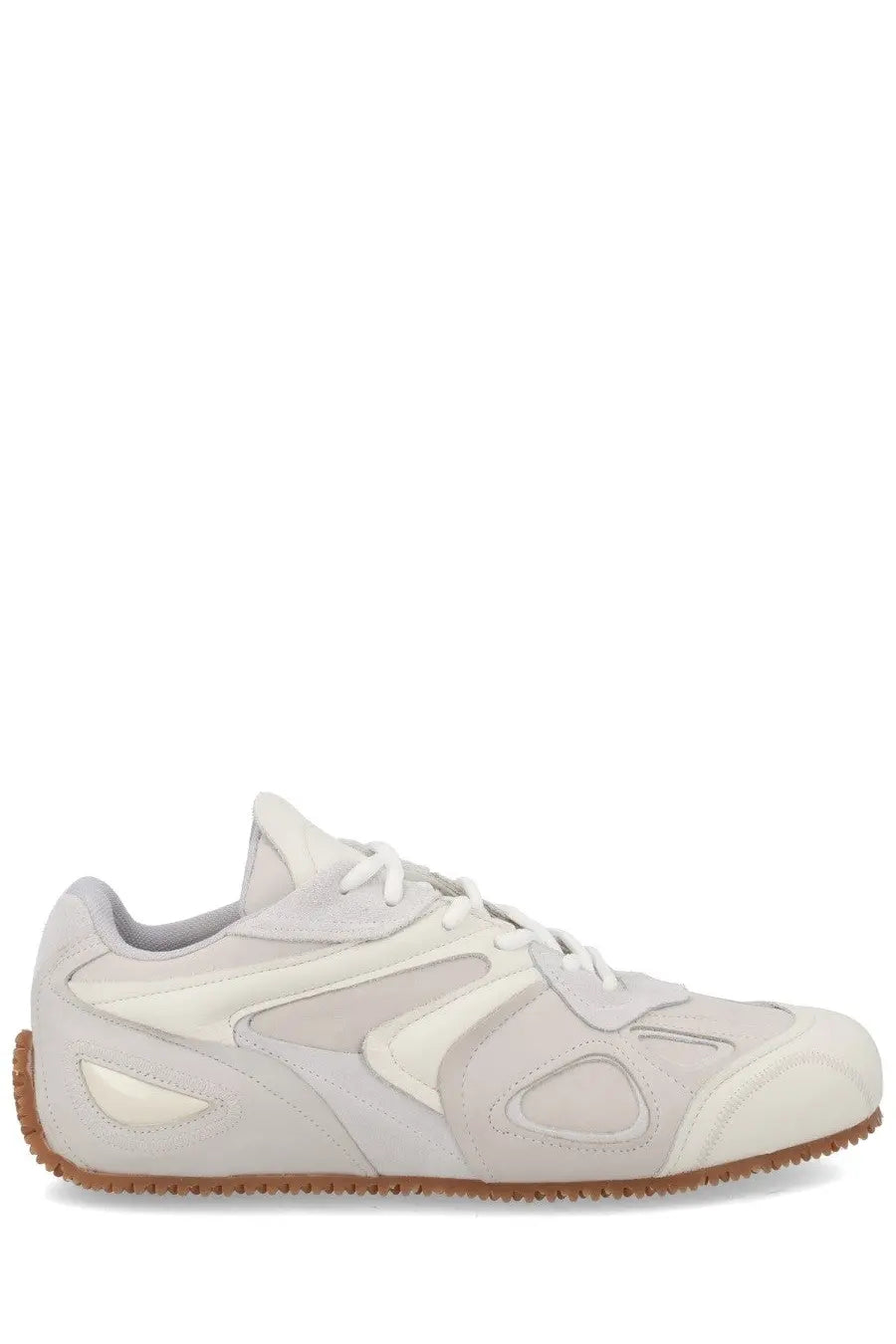 Axel Arigato men’s sneaker slow runner white cream-colored with suede and synthetic geometric cutouts and gum sole