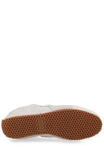 Axel arigato men’s sneaker slow runner white leather sneaker with tan rubber sole featuring waffle texture
