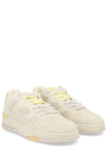 Axel arigato men’s sneaker area lo label white cream suede sneakers with yellow laces and chunky sole