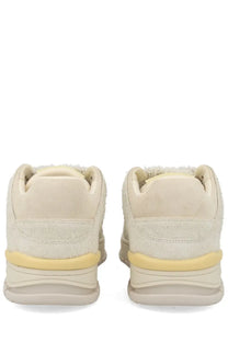 Axel arigato men’s sneaker area LO label white cream suede sneakers with pale yellow midsole and fuzzy lining