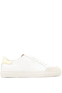 Axel Arigato women’s clean leather sneakers white with white leather low-top and subtle beige suede accents