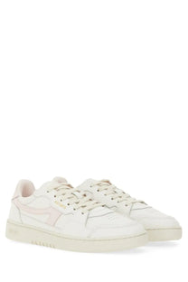 Axel Arigato women’s dice stripe sneaker white leather with subtle pink accents minimalist design front view