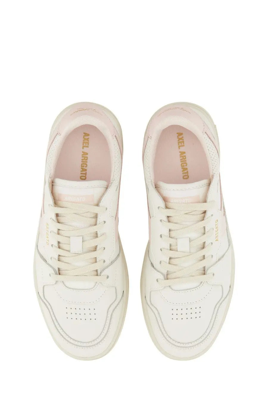 Axel Arigato women’s Dice Stripe sneaker white leather with subtle pink accents and gold branding on the insole
