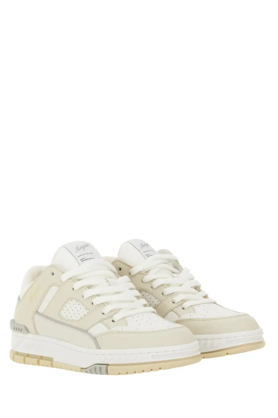 Axel arigato women’s cream low-top sneakers with white laces perforated leather and synthetic layered design