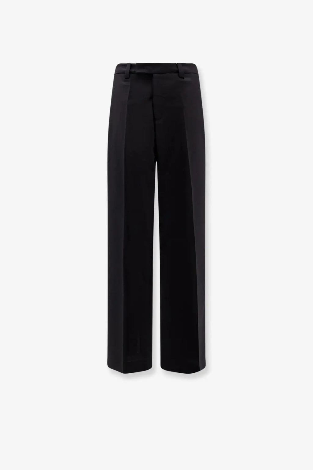 Black high-waisted wide-leg wool blend trousers with sleek tailored fit and subtle front pleats by Axel Arigato women