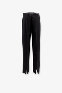 Black tailored wool blend trousers by Axel Arigato featuring a straight-leg cut and slit hem detailing