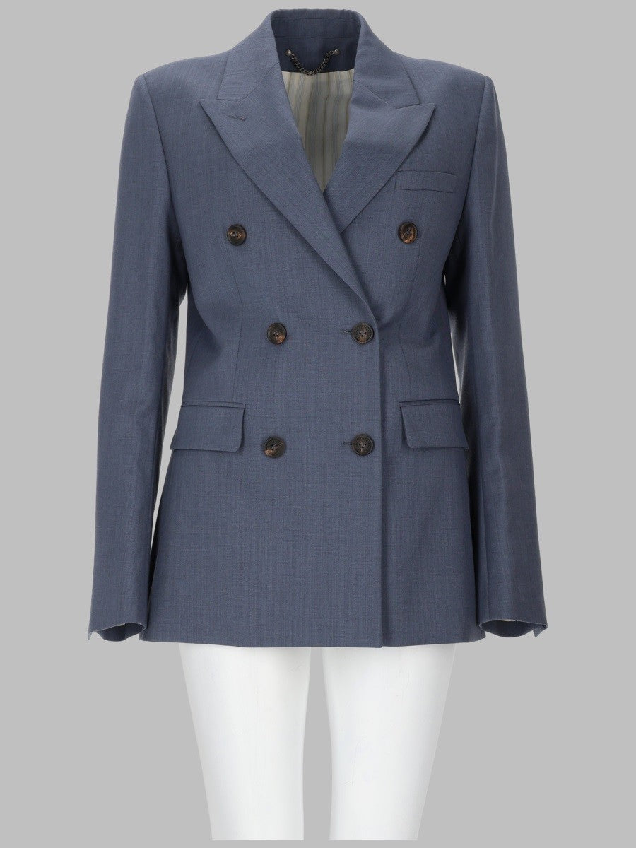 Golden Goose Women's Baby Blue Double Breasted Blazer Grey