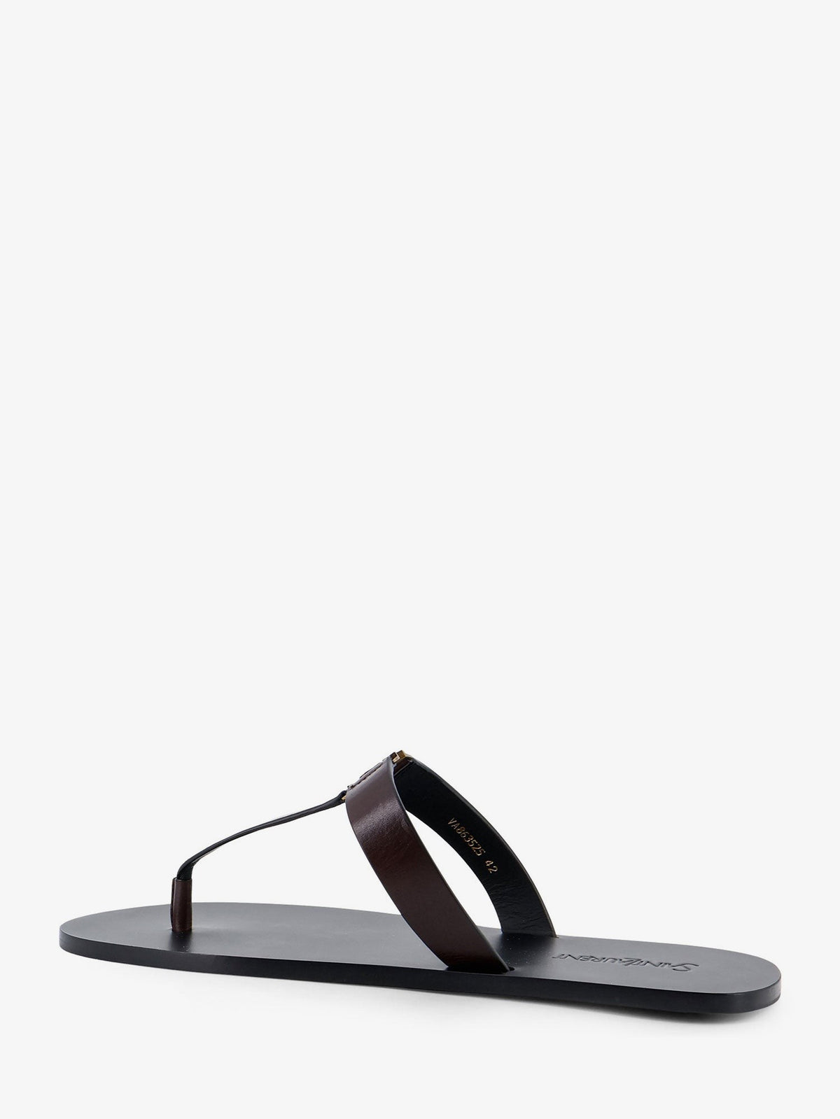 Saint Laurent Men's Babylone Leather Sandals Brown