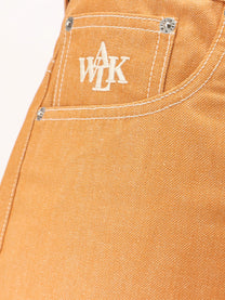 Walk In Paris Men's Baggy Orange Denim Shorts Orange