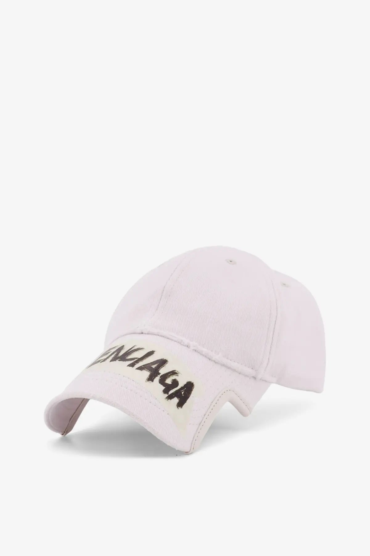 Balenciaga men’s cotton baseball cap in pale pink with a bold black embroidered logo on the front