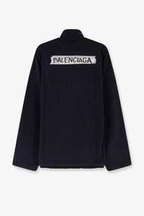 Balenciaga men’s black cotton sweatshirt with white tape sticker style logo on the back