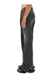 Balenciaga men’s fifty fifty dark gray denim jeans with straight-leg cut and subtle fading