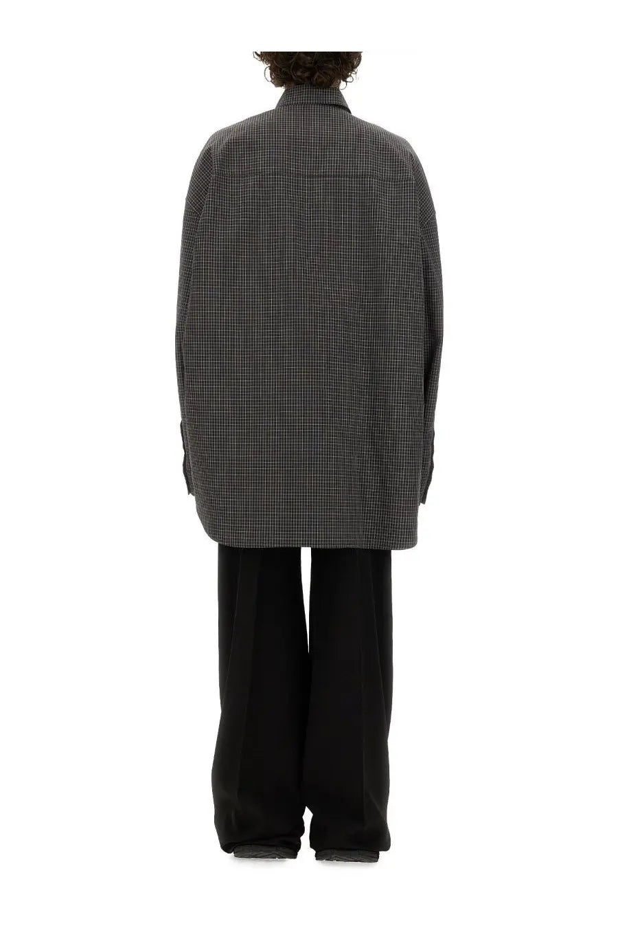 Balenciaga men’s large fit outerwear shirt in black and white checkered relaxed oversized blazer style