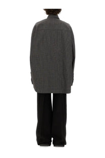 Balenciaga men’s large fit outerwear shirt in black and white checkered relaxed oversized blazer style