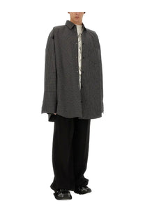 Balenciaga men’s large fit outerwear shirt in black and white checkered pattern with relaxed oversized fit