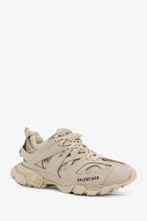 Beige Balenciaga men’s mesh and nylon track sneaker with chunky sole and mesh detailing