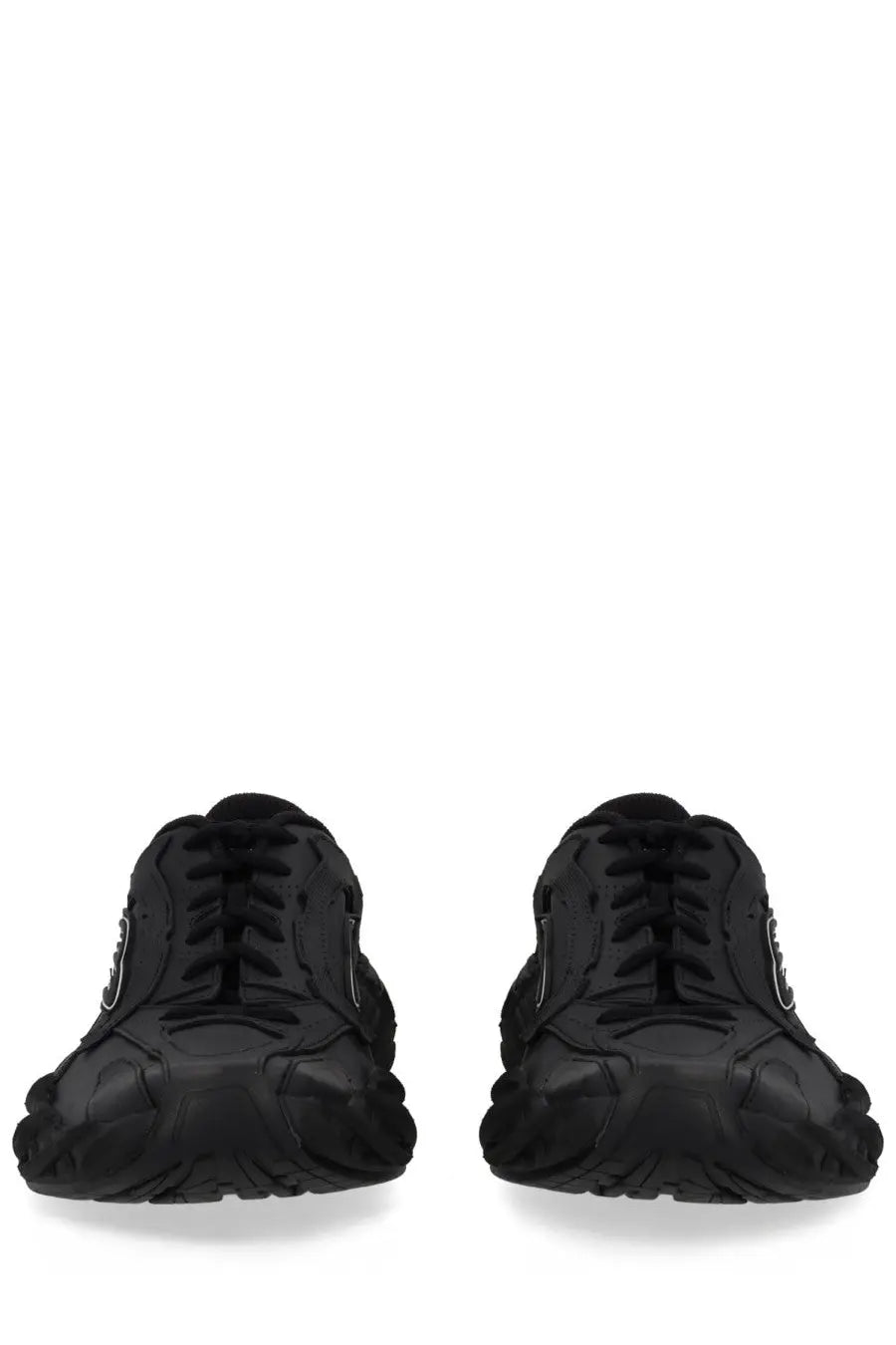 Balenciaga men’s monday shoe sneaker black with chunky design textured rubber upper and bold white laces
