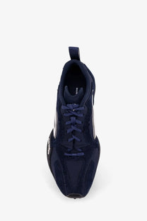 Balenciaga men’s Monday ultra sneakers in dark navy blue with white side panels and textured upper