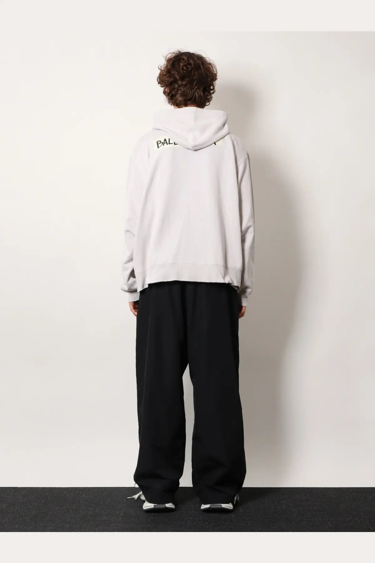 Balenciaga men’s cotton sweatshirt white oversized hoodie with subtle ball logo on the back side