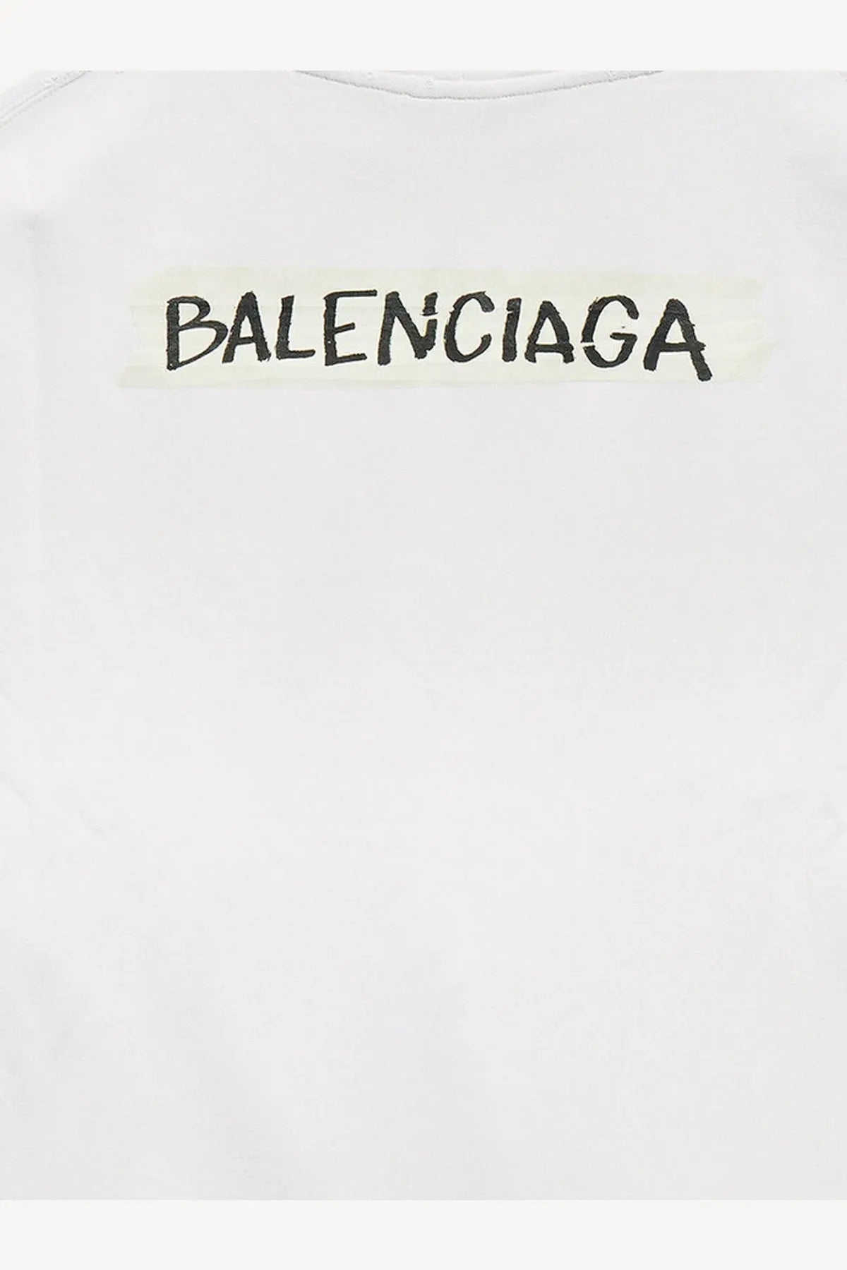 White balenciaga cotton t shirt featuring a black graffiti style logo printed across the chest