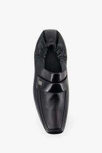 Balenciaga men’s palermo bb black patent leather loafer with sleek square toe and prominent bb logo plaque strap
