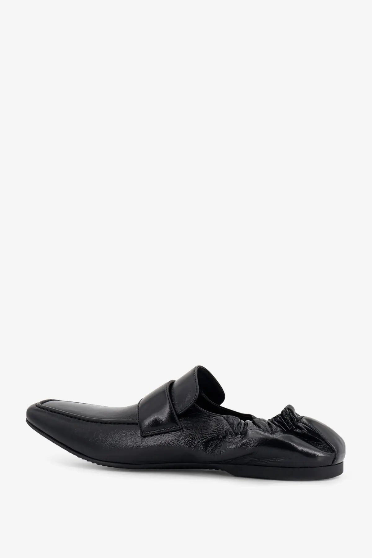 Balenciaga men’s palermo bb black leather slip-on loafer with sleek minimalist design and elasticized heel for comfort
